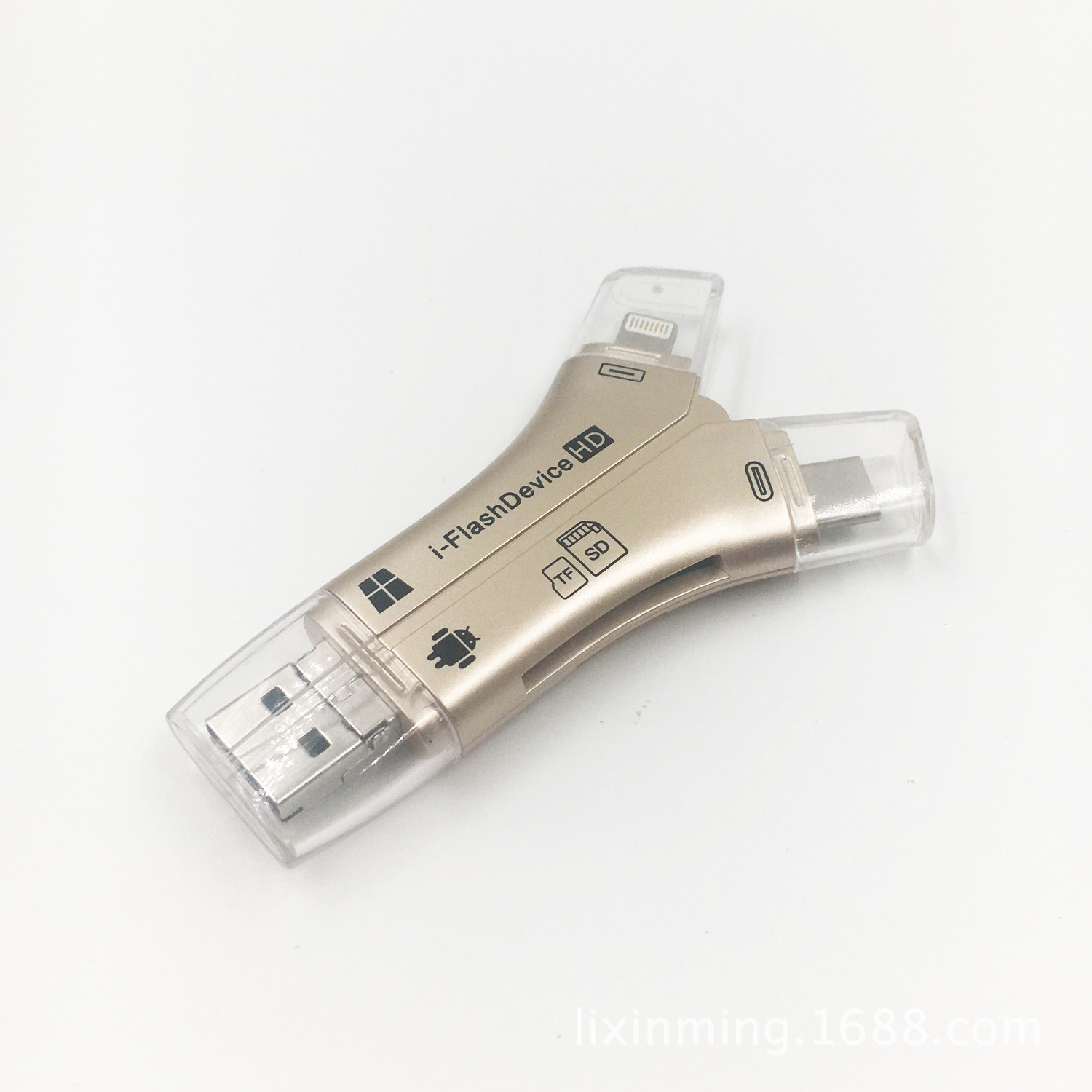 i-FlashDevice 4 in 1 Lighting/Type C/Micro/USB TF SD card reader OTG