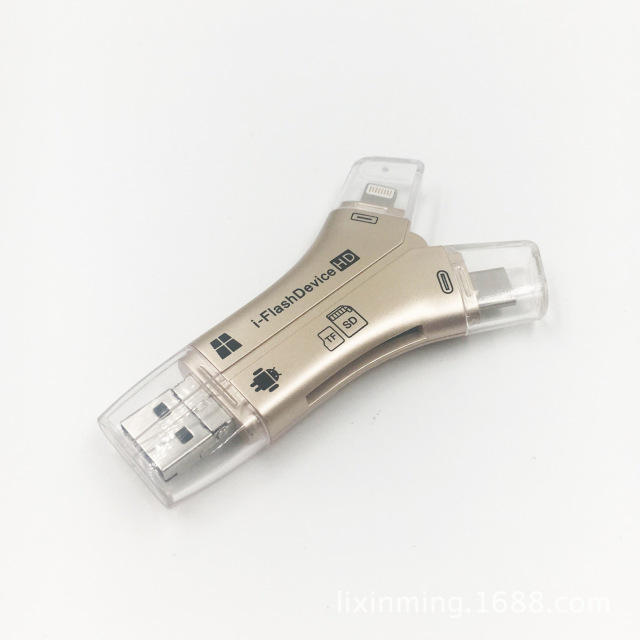 i-FlashDevice 4 in 1 Lighting/Type C/Micro/USB TF SD card reader OTG