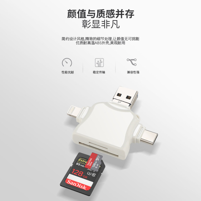 i-FlashDevice 4 in1 Lighting/Type C/Micro/USB TF SD card reader D05 OTG