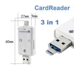 i-FlashDevice 3 in 1 Lighting/USB/Android TF SD card reader OTG