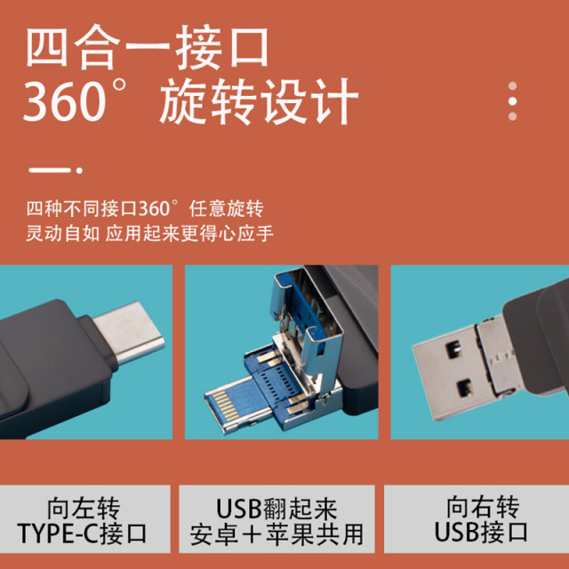 i-FlashDevice Apple/Android/Type C/USB 4 in 1 rotating metal FlashDriver