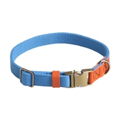 Manufacturer Wholesale Custom Logo Adjustable Dog Collar PU Colorblock Webbing Dog Collars