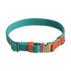 Manufacturer Wholesale Custom Logo Adjustable Dog Collar PU Colorblock Webbing Dog Collars