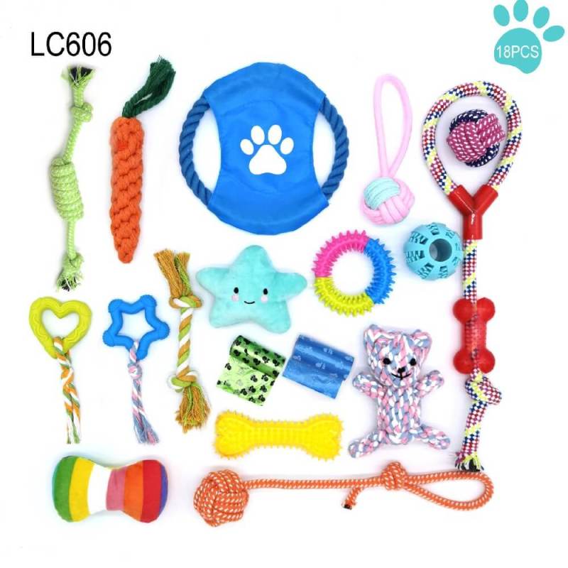 Dog toy set Pet cotton rope ball plush toy set 18 pieces