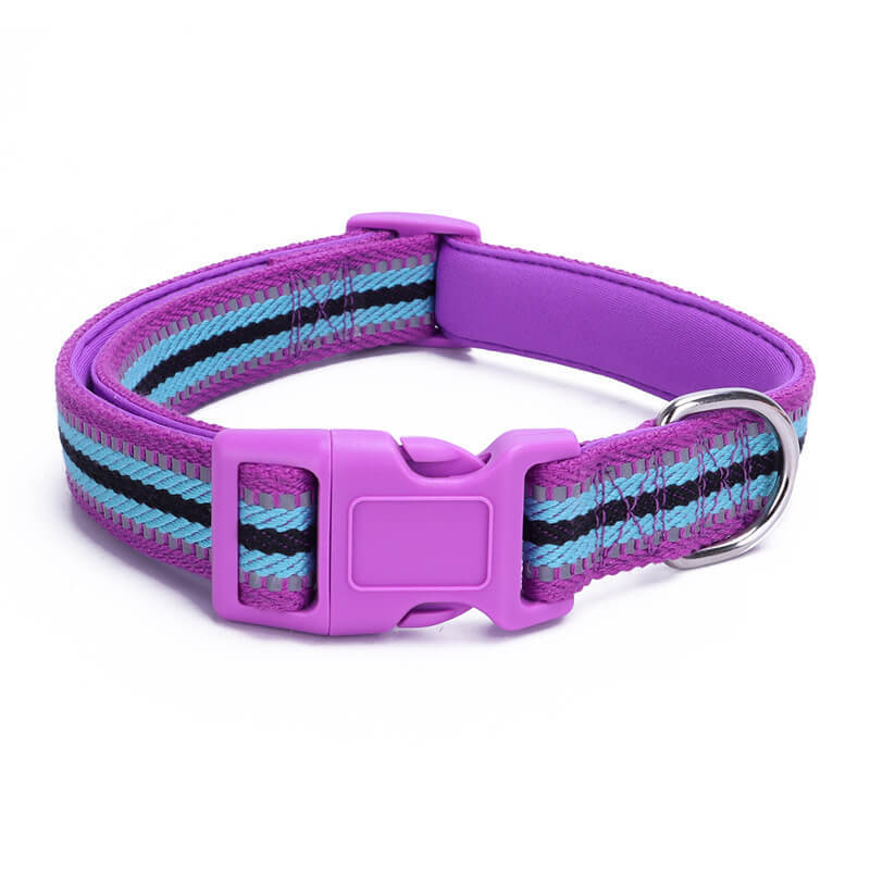 Colorful polyester-cotton reflective small and medium dog collar