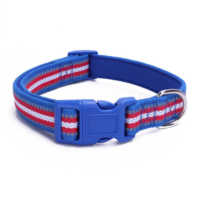 Colorful polyester-cotton reflective small and medium dog collar