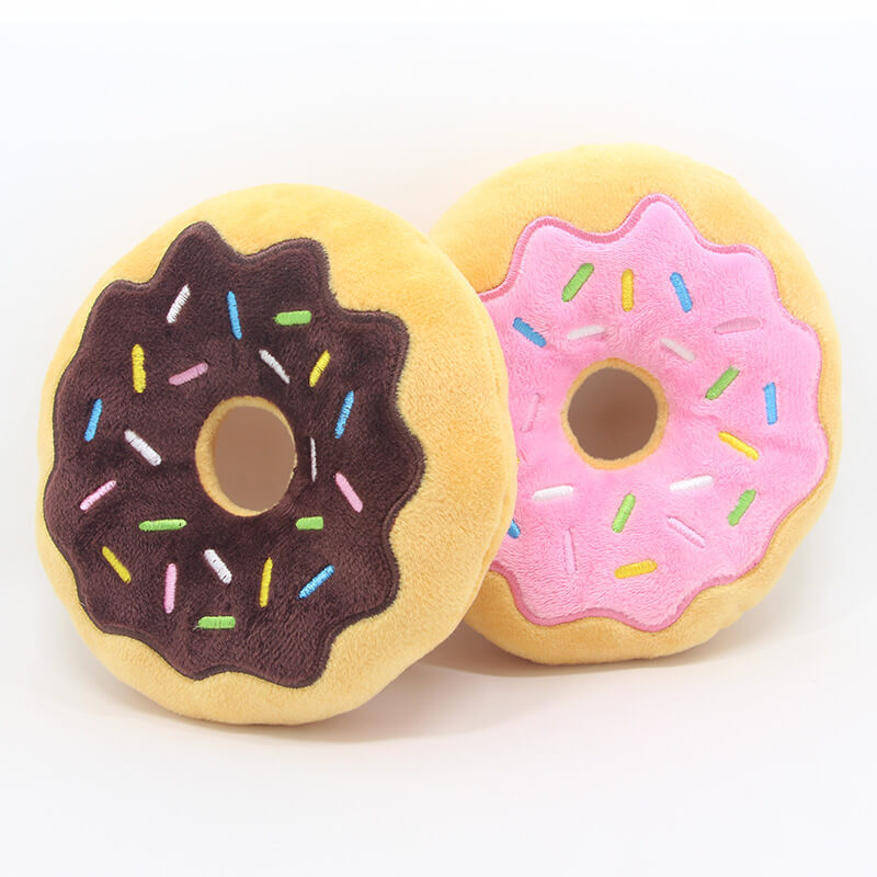 Donut pet plush toy 15cm donut, dog noise toy.