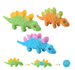 New 2-in-1 pet plush vocal toy dinosaur dog relief grinding teeth clean teeth cartoon stegosa