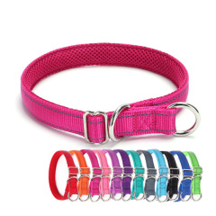 Nylon reflective mesh anti-suffocation training P chain dog collar