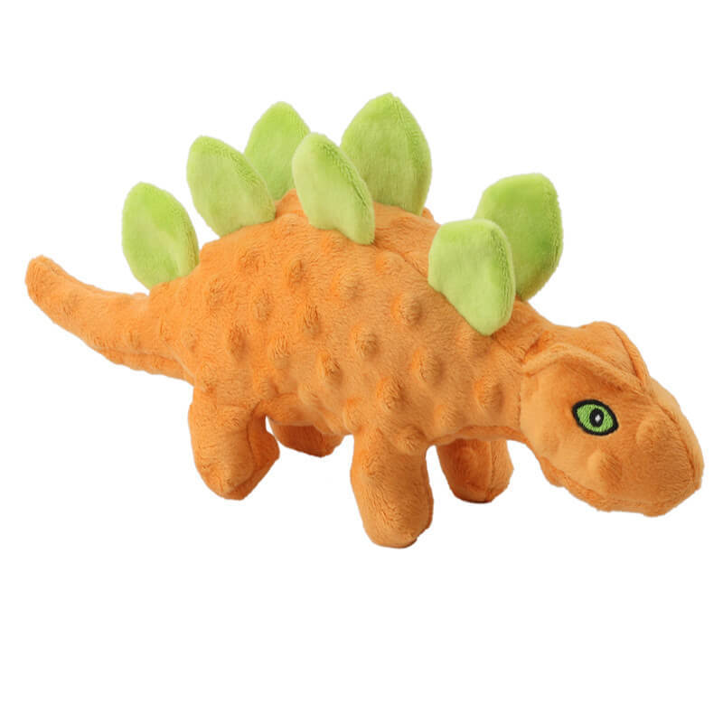 New 2-in-1 pet plush vocal toy dinosaur dog relief grinding teeth clean teeth cartoon stegosa