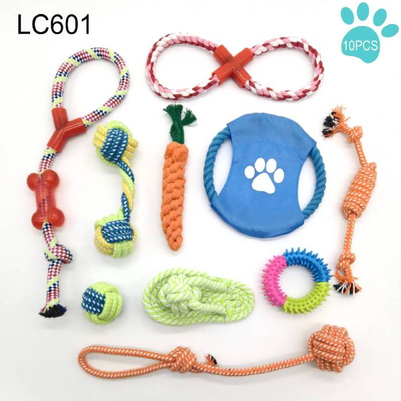 Dog toy set Pet cotton rope ball plush toy set 10 pieces