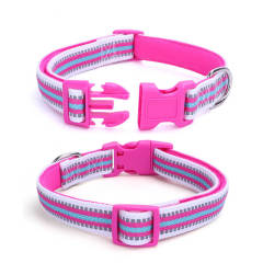 Colorful polyester-cotton reflective small and medium dog collar