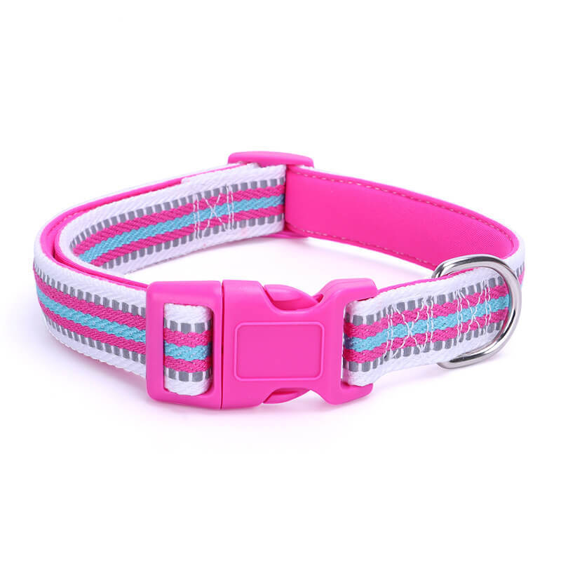 Colorful polyester-cotton reflective small and medium dog collar