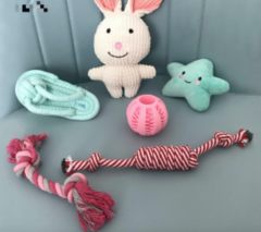 Dog toy set Pet cotton rope ball plush toy vocal bunny 6-piece set