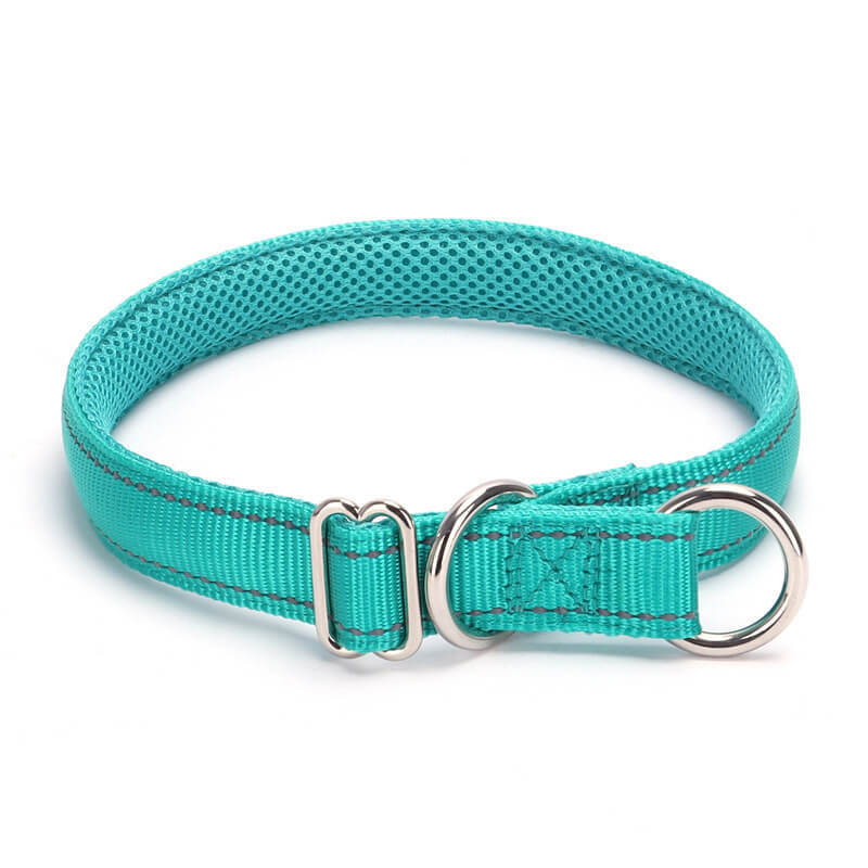 Nylon reflective mesh anti-suffocation training P chain dog collar