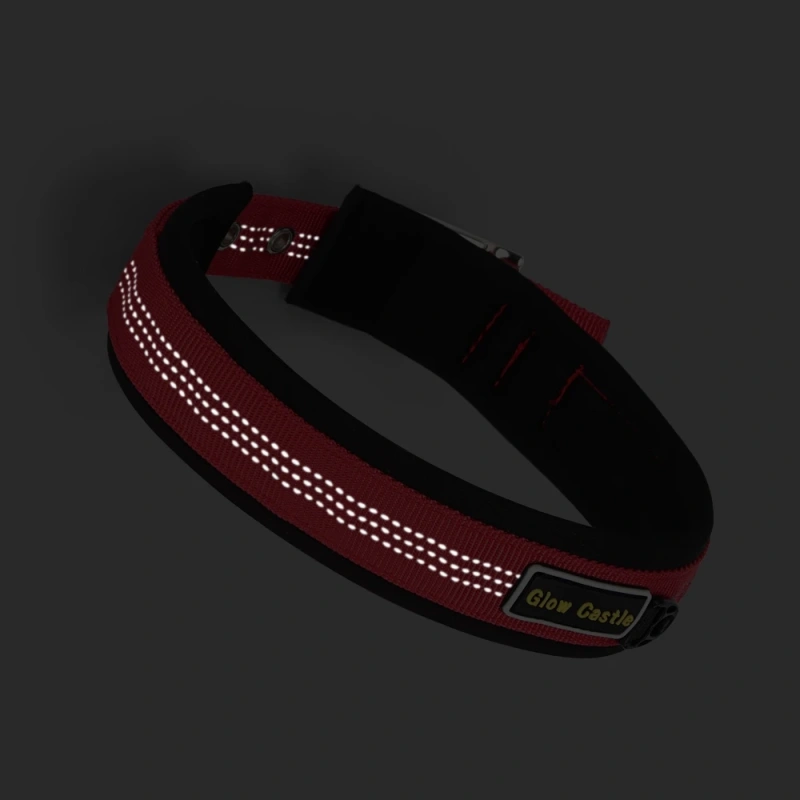 Glow In The Dark Pin Neoprene Design Big Reflective Nylon Wholesale Dog Collar Manufacturer Custom Training For Sale Dog Collar