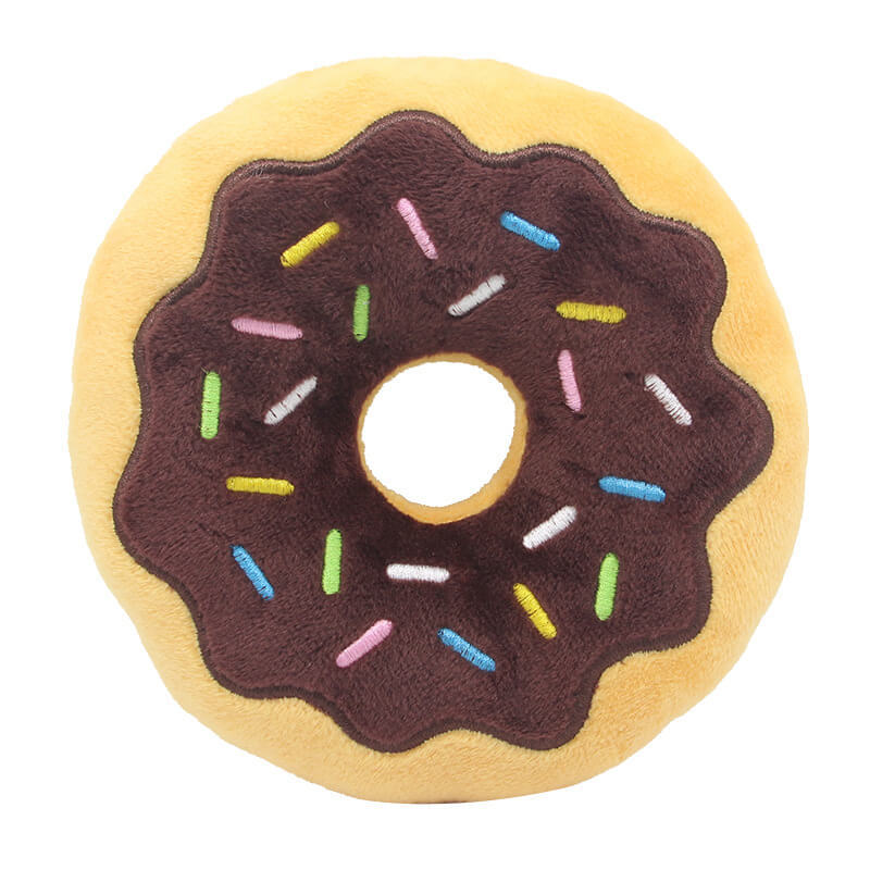 Donut pet plush toy 15cm donut, dog noise toy.