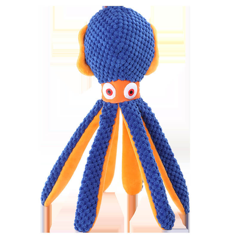 Pet dog chewing cloth toy, bite-resistant plush octopus toy that makes sounds