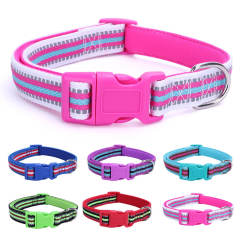 Colorful polyester-cotton reflective small and medium dog collar