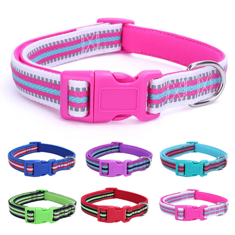 Colorful polyester-cotton reflective small and medium dog collar