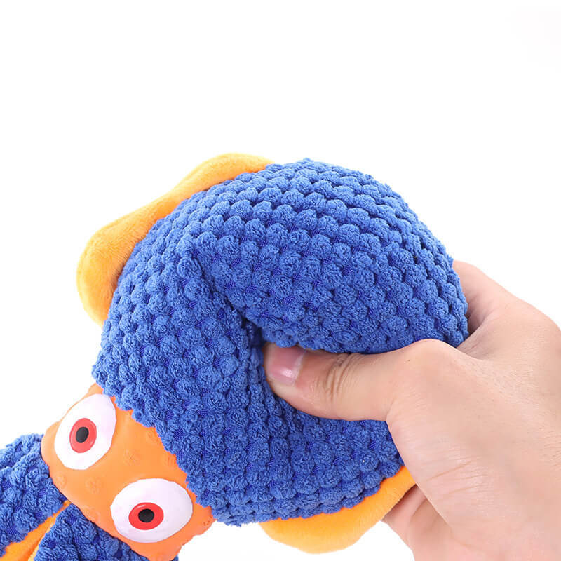 Pet dog chewing cloth toy, bite-resistant plush octopus toy that makes sounds