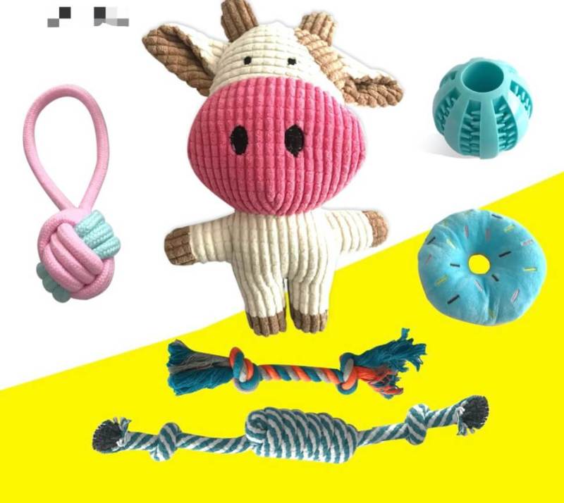 Dog toy set Pet cotton rope ball plush toy vocal calf 6-piece set