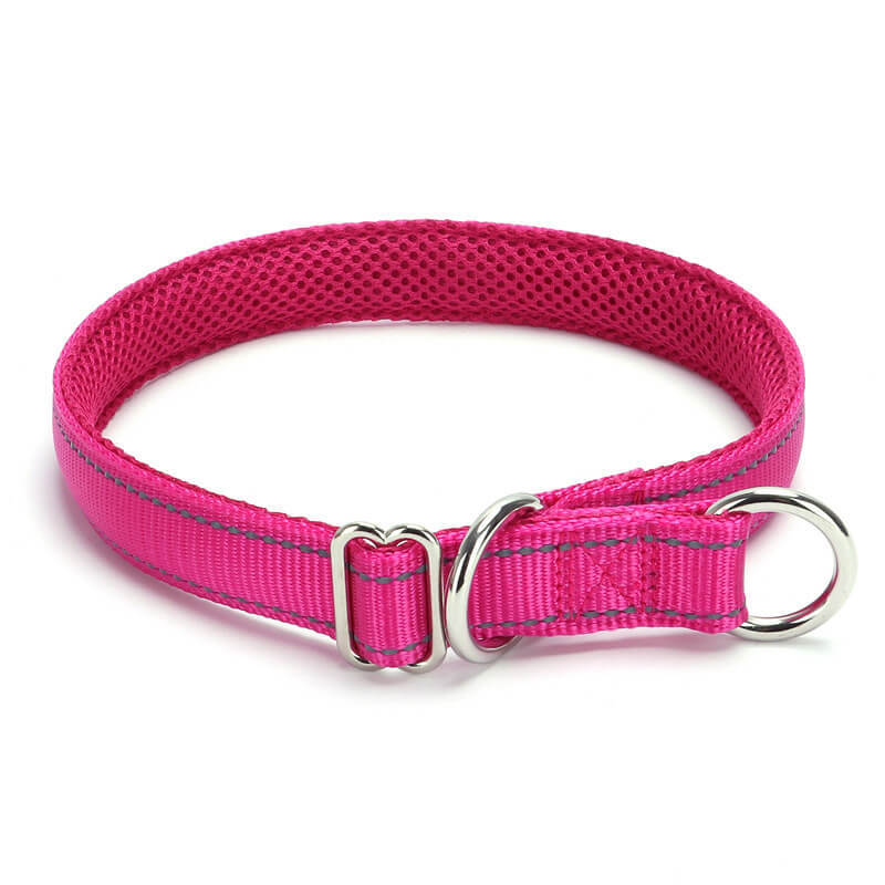 Nylon reflective mesh anti-suffocation training P chain dog collar