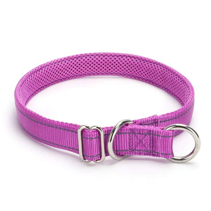 Nylon reflective mesh anti-suffocation training P chain dog collar