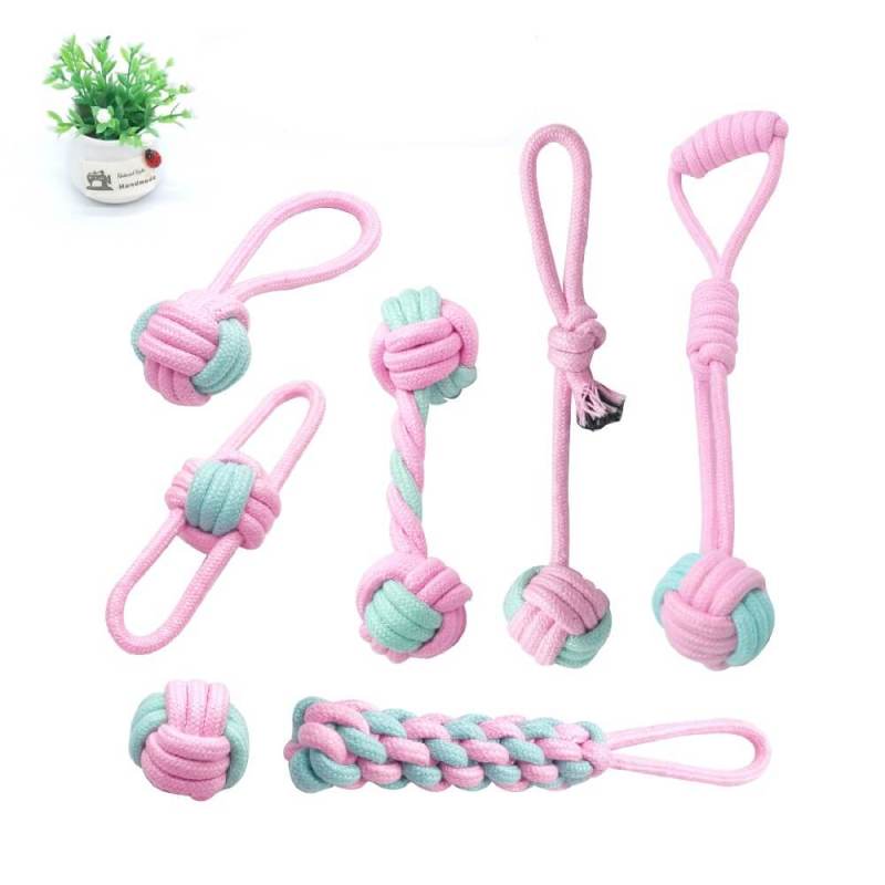 Dog toy set Pet cotton rope ball plush toy vocal pig 7 piece set