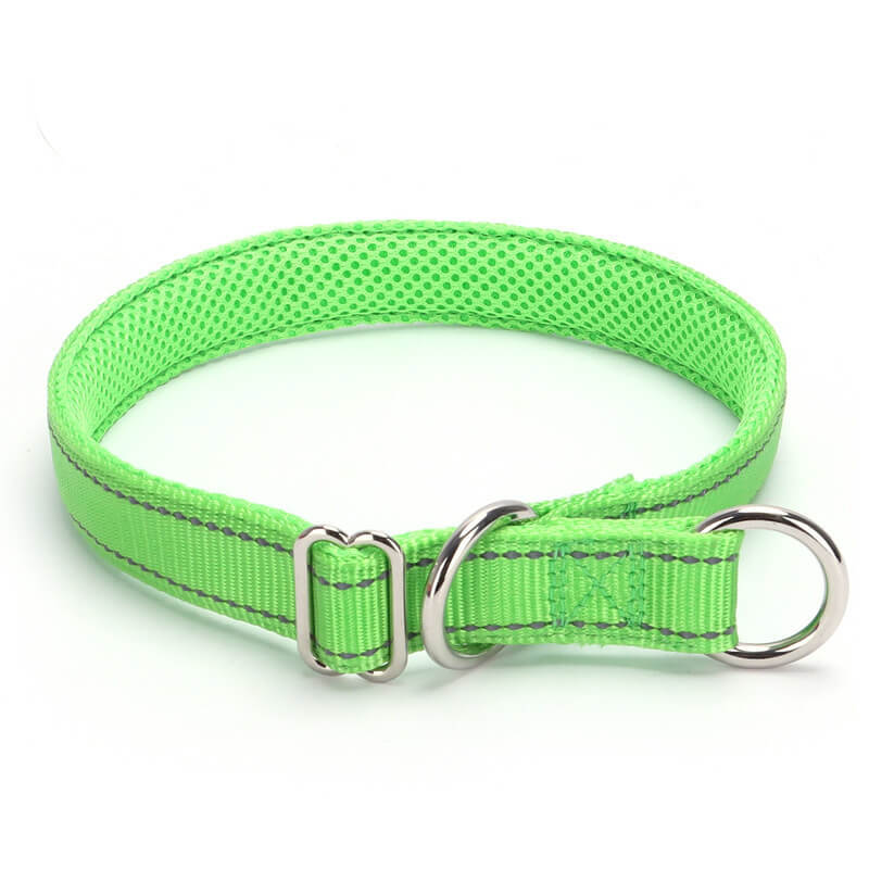 Nylon reflective mesh anti-suffocation training P chain dog collar