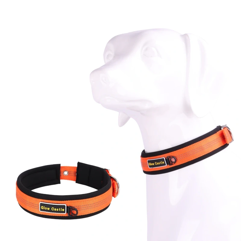 Glow In The Dark Pin Neoprene Design Big Reflective Nylon Wholesale Dog Collar Manufacturer Custom Training For Sale Dog Collar