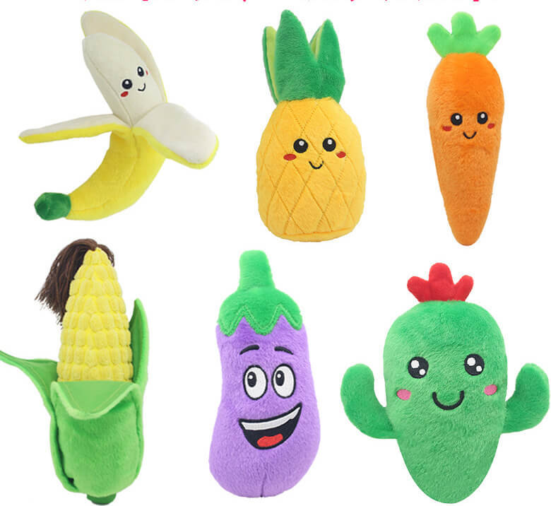 Dog cat puzzle plush toys fruit vegetables corn Bo radish