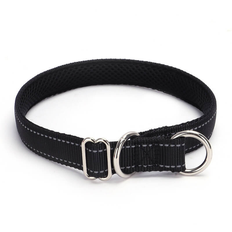 Nylon reflective mesh anti-suffocation training P chain dog collar