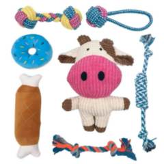 Dog toy set Pet cotton rope ball plush toy vocal calf 7 piece set