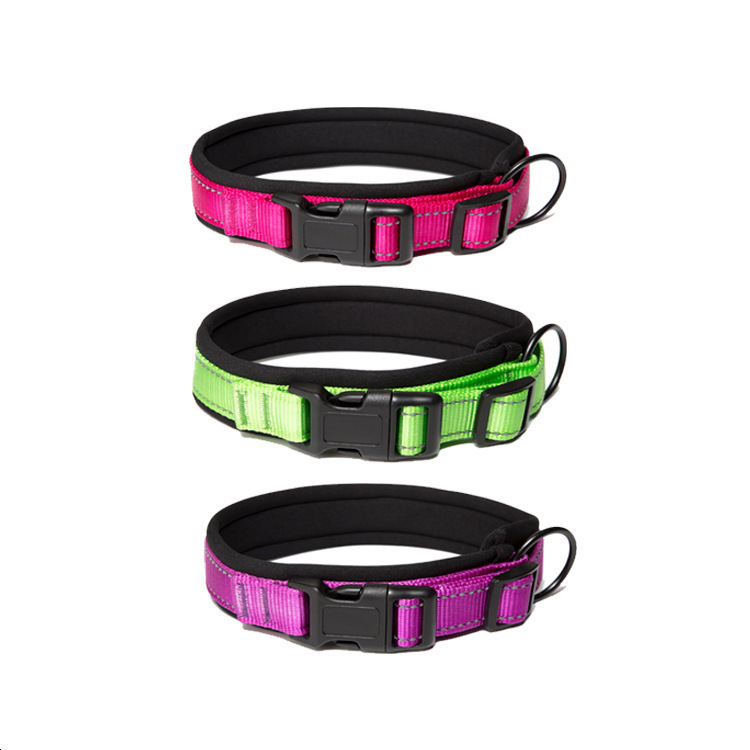 New nylon reflective diving material plastic buckle collar out walking dog neck ring