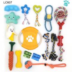 Dog toy set Pet cotton rope ball plush toy set 16 pieces