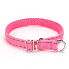 Nylon reflective mesh anti-suffocation training P chain dog collar