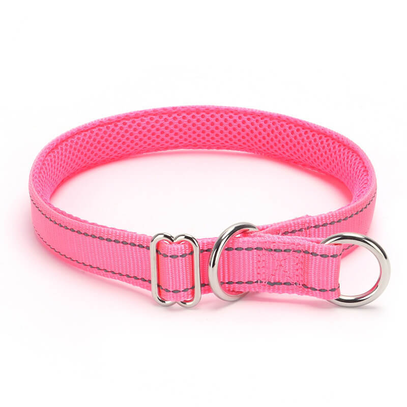 Nylon reflective mesh anti-suffocation training P chain dog collar
