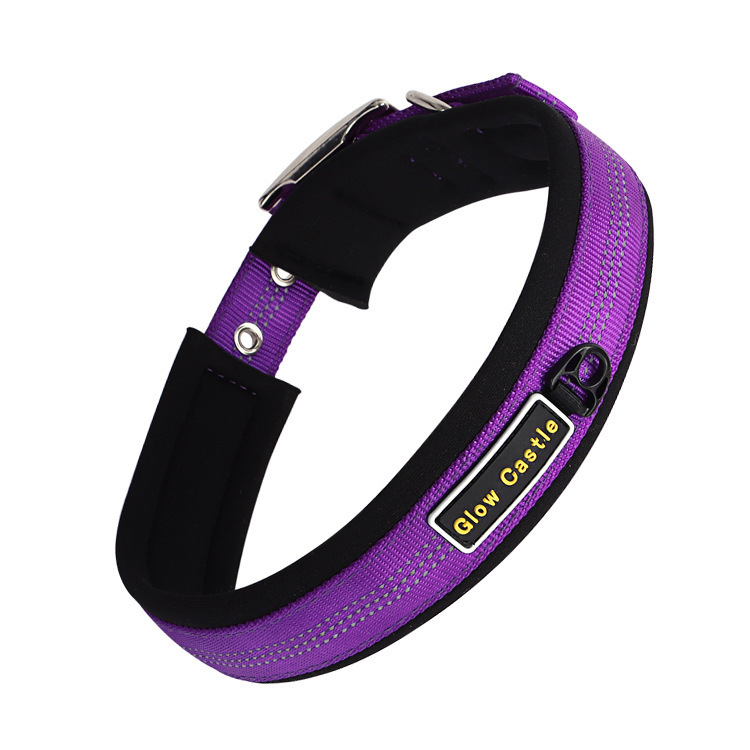 Glow In The Dark Pin Neoprene Design Big Reflective Nylon Wholesale Dog Collar Manufacturer Custom Training For Sale Dog Collar