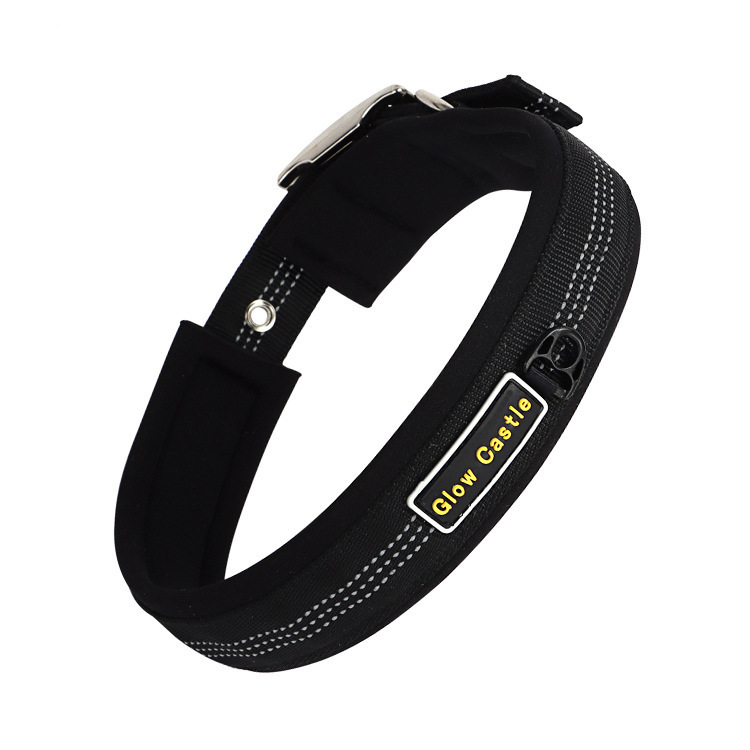 Glow In The Dark Pin Neoprene Design Big Reflective Nylon Wholesale Dog Collar Manufacturer Custom Training For Sale Dog Collar