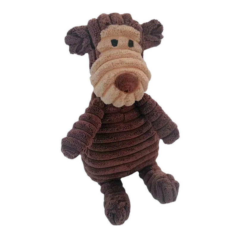 Small Fun Pet Toy Donkey-Shaped Corduroy Chew Toy with Squeaker Squeaky Plush Bone Molar Puppies Dogs Dog Training Accessories