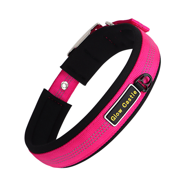 Glow In The Dark Pin Neoprene Design Big Reflective Nylon Wholesale Dog Collar Manufacturer Custom Training For Sale Dog Collar