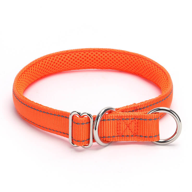 Nylon reflective mesh anti-suffocation training P chain dog collar