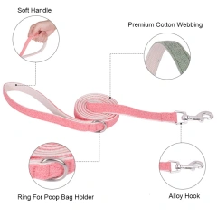 Pure Wholesale Soft Pet Hemp Dog Collars Manufacturer Comfortable Cotton Pet Collars Leashes