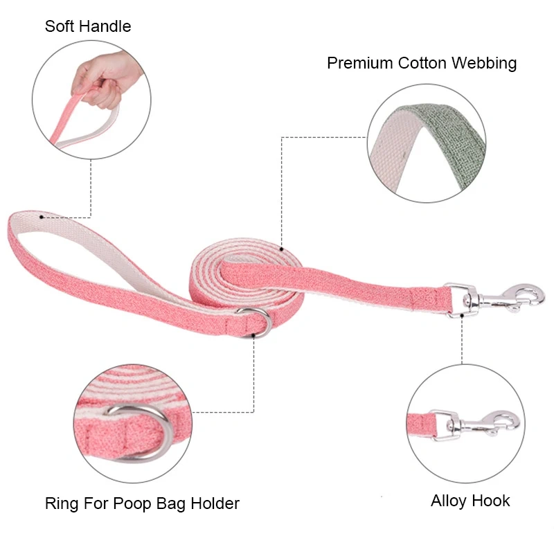 Pure Wholesale Soft Pet Hemp Dog Collars Manufacturer Comfortable Cotton Pet Collars Leashes