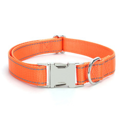 Manufacturer Direct Sale Pet Supplies Nylon Reflective Pet Dog Collar Solid Color Lettering Metal Buckle Collar for Cats Dogs