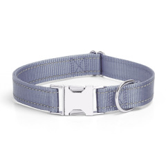 Manufacturer Direct Sale Pet Supplies Nylon Reflective Pet Dog Collar Solid Color Lettering Metal Buckle Collar for Cats Dogs