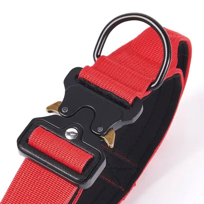 Personalized Tactical Dog Training Collar Nylon Adjustable Quick Release De Perros Collar with Handle for Medium Large Dogs