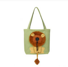Portable one-shoulder thickened canvas cat bag, little lion shaped cat bag
