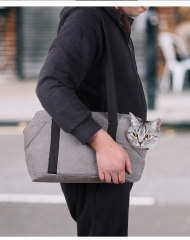 New open-headed cat bag, portable pet bag for outings, portable cat bag for outings, shoulder bagMaterial: Cotton and linen